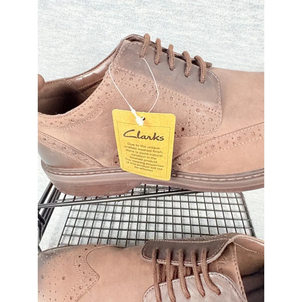 Clarks Aldwin Limit Brown Leather Wingtip Oxford Dress Shoes Mens 9.5 M 83254